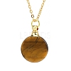 Natural Tiger Eye Flat Round Perfume Bottle Pendant Necklaces PW-WGD45C6-02-1