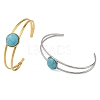 2Pcs 2 Colors Dyed Synthetic Turquoise Dome 304 Stainless Steel Hollow Open Cuff Bangle Sets BJEW-JB14400-3