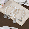 4Pcs Religious Alloy Beaded Charm Bracelets BJEW-DC0001-32-4