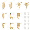 10Pcs 5 Styles Brass Stud Earring Findings KK-TA0002-82-1