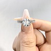 Rhodium Plated 925 Sterling Silver Pave 5.1x3.1mm Moissanite Finger Rings for Women WG36A3D-14-3