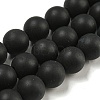 Frosted Natural Black Agate Round Beads Strands G-N0151-11-10mm-1