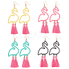 3 Pairs 3 Colors Alloy Flamingo Chandelier Earrings EJEW-AN0004-43-1
