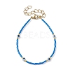 Evil Eye Lampwork & Glass Seed Beaded Bracelet with Real 18K Gold Plated 304 Stainless Steel Clasps BJEW-JB09998-01-1