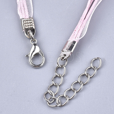 Waxed Cord and Organza Ribbon Necklace Making NCOR-T002-134-1