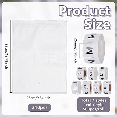 210Pcs Rectangle OPP Cellophane Resealable Bags ABAG-GO0001-13-1
