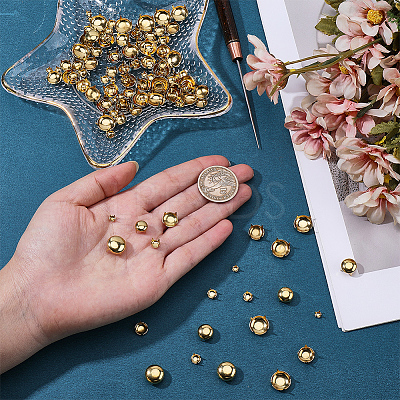 150Pcs 5 Styles Flat Round Brass Four Claw Nail KK-CL0001-03G-1