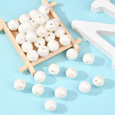 Glazed Porcelain Round Beads PORC-S489-14mm-01-1
