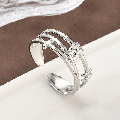304 Stainless Steel Open Cuff Rings for Women RJEW-A079-04D-P-1
