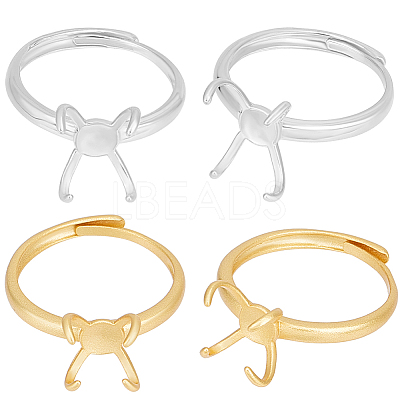 4Pcs 2 Colors Adjustable Brass Ring Components KK-BBC0012-94-1