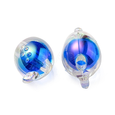 UV Plating Rainbow Iridescent Acrylic Beads OACR-F004-07C-1