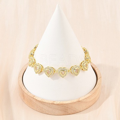Brass Pave Cubic Zirconia Heart Tennis Bracelets for Women KK-CBA68DA-09G-01-1