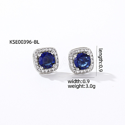Elegant Zircon Square Stud Earrings for Women TY1635-5-1