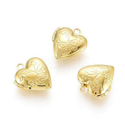 Brass Locket Pendants KK-G386-10G-1