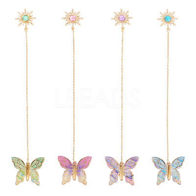 4Pcs Butterfly Sun Acrylic & Alloy Resin Charm Bookmark AJEW-TA00044-1