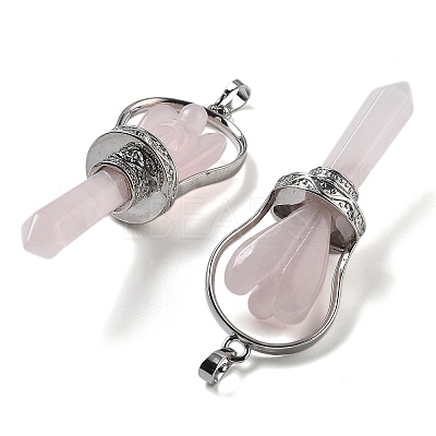 Natural Rose Quartz Pointed Big Pendants KK-H491-01P-08-1