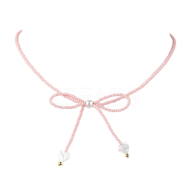 Glass Seed Pendant Necklaces for Women NJEW-MZ00031-05-1