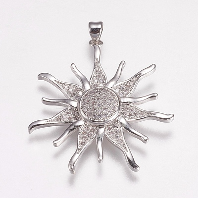 Brass Micro Pave Cubic Zirconia Pendants ZIRC-E143-57P-1