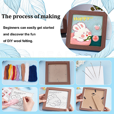 2 Sets 2 Style Rabbit Bear Photo Frame Needle Felting Kits for Beginners DIY-OC0012-16-1