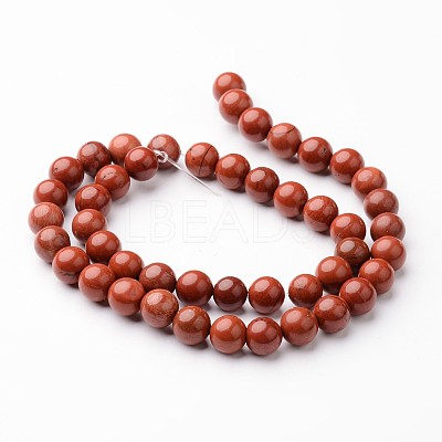 Round Natural Red Jasper Bead Strands G-J346-21-8mm-1