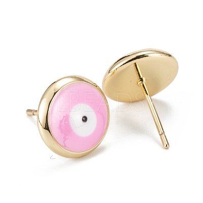 Evil Eye Enamel Stud Earrings for Girl Women EJEW-H126-31G-1