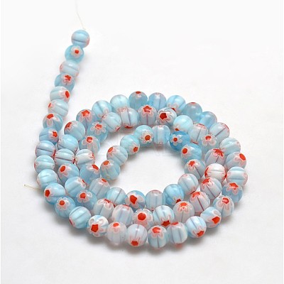 Round Millefiori Glass Beads Strands LK-P001-22-1