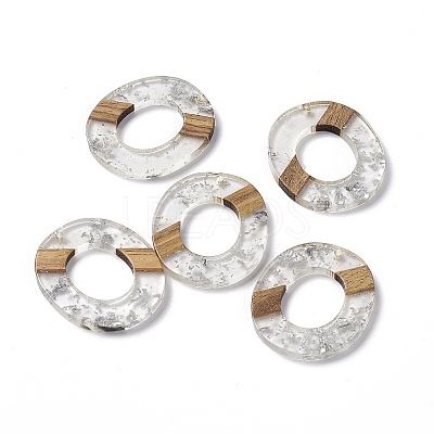 Transparent Resin & Walnut Wood Pendants RESI-M027-01K-1
