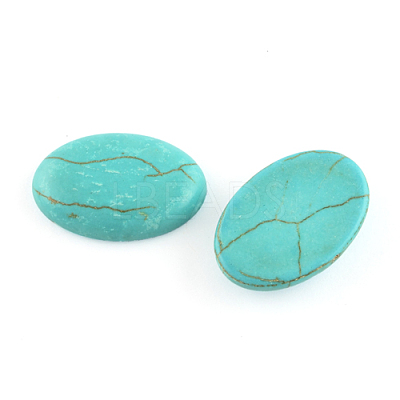 Craft Findings Dyed Synthetic Turquoise Gemstone Flat Back Cabochons TURQ-S276-6x8mm-01-1