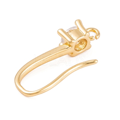 Rack Plating Brass Cubic Zirconia Earring Hooks KK-S374-05G-07-1
