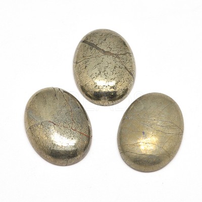 Oval Natural Pyrite Cabochons G-I125-10-18x13mm-1