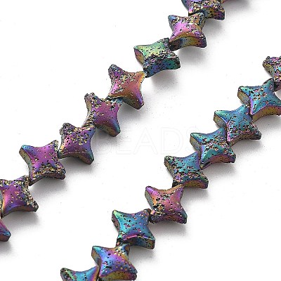 Electroplated Natural Lava Rock Beads Strands G-A251-C01-01E-1