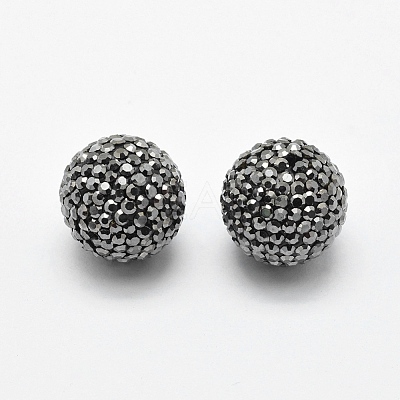 Handmade Polymer Clay Rhinestone Beads RB-L030-18A-14mm-1