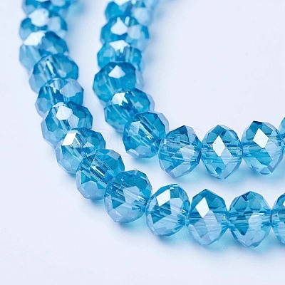 Electroplate Glass Beads Strands X-EGLA-A034-T8mm-A13-1