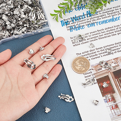 200 Sets 316 Surgical Stainless Steel Clip-on Earring Findings STAS-DC0011-89-1