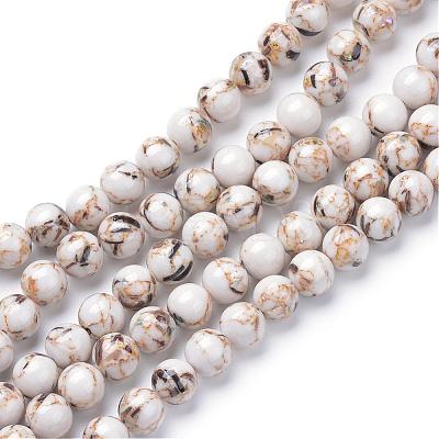Assembled Synthetic Turquoise and Shell Beads Strands G-S212-8mm-02-1
