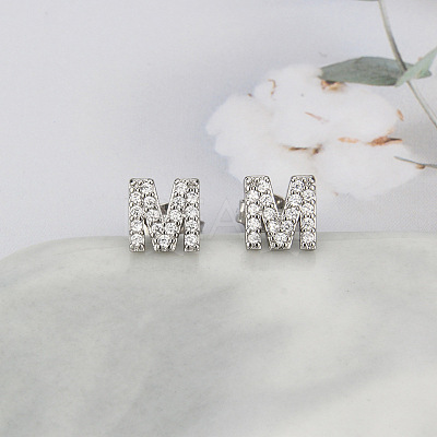 Brass Micro Pave Clear Cubic Zirconia Stud Earrings FS-WGC2F12-13-1