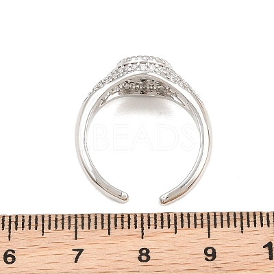 Brass Micro Pave Cubic Zirconia Cuff Rings for Women CU-CBA0A21-04P-1