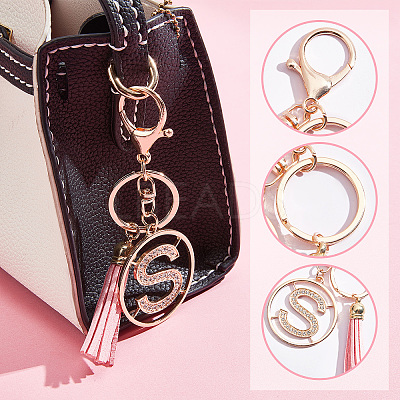 2Pcs 2 Style Flash Rhinestone Letter.S Pendant Keychain KEYC-DC0001-04-1