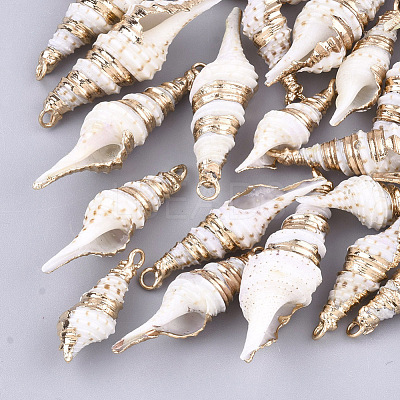 Electroplate Spiral Shell Pendants SSHEL-S262-27-1