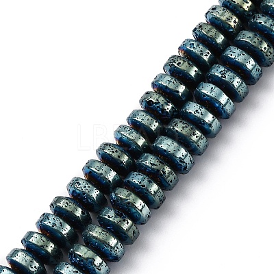 Electroplated Natural Lava Rock Beads Strands G-A256-E01-01C-1