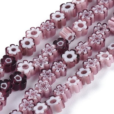 Handmade Millefiori Glass Bead Strands X-LAMP-J035-4mm-10-1
