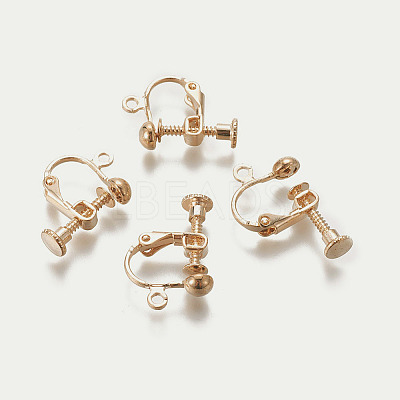 Rack Plated Brass Screw Clip-on Earring Findings LS-X-KK-P169-04KCG-1