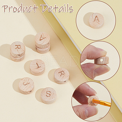 52Pcs 26 Styles Beech Wood Beads WOOD-PA0001-60-1