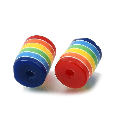 Opaque Rainbow Stripe Opaque Resin Beads RE-CBA0A57-12A-1