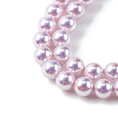 UV Plating Pearlized Glass Pearl Beads Strands GLAA-F128-01A-T11-1