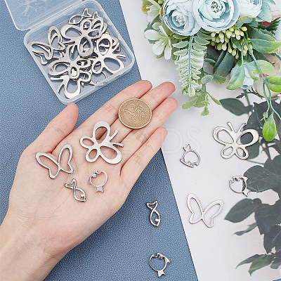 24Pcs 4 Style 304 Stainless Steel Linking Rings STAS-UN0023-74-1