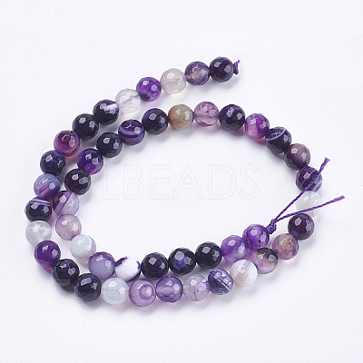 Natural Striped Agate/Banded Agate Beads Strands G-P364-02-8mm-1