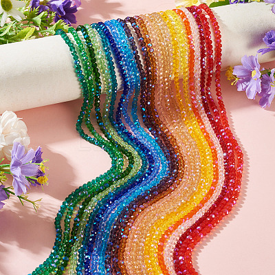 21 Strands 21 Colors Electroplate Glass Beads Strands EGLA-TA0003-07-1