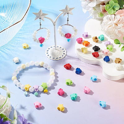 30Pcs 15 Colors Baking Paint Opaque Acrylic Beads ACRP-TA0001-05-1