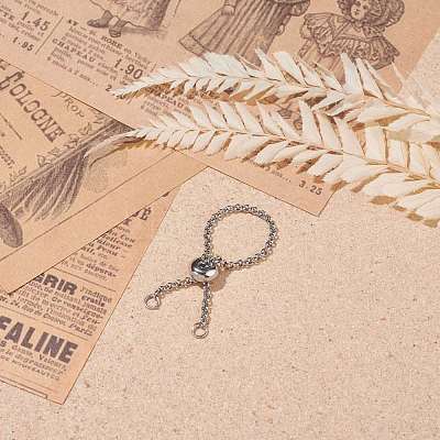 304 Stainless Steel Rolo Chains Slider Ring Findings RJEW-JR00443-02-1